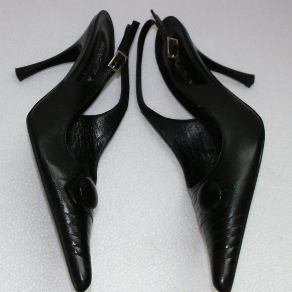 Roger Mohnani Black Leather Pumps /Italy Size 8/38 - Picture 4 of 10